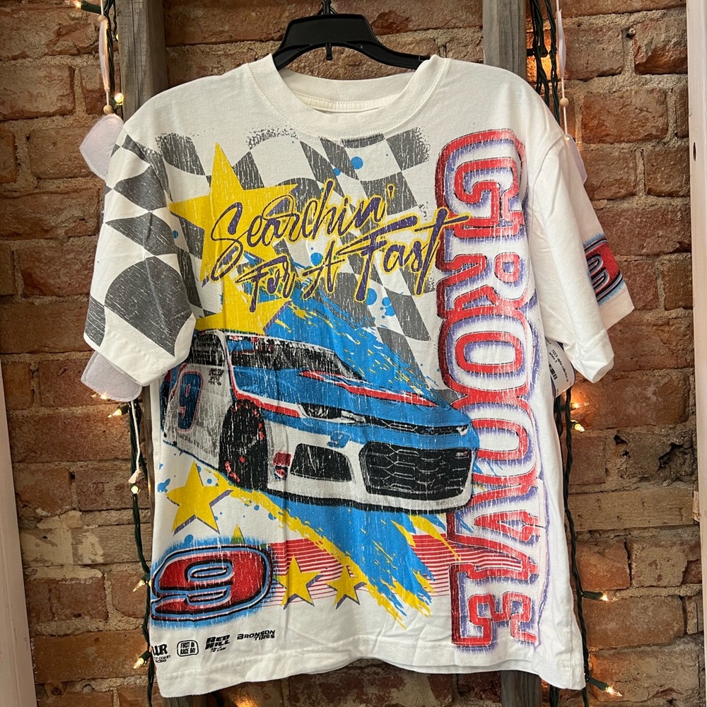 Groove Racing Tee - White with Red and Blue Accents